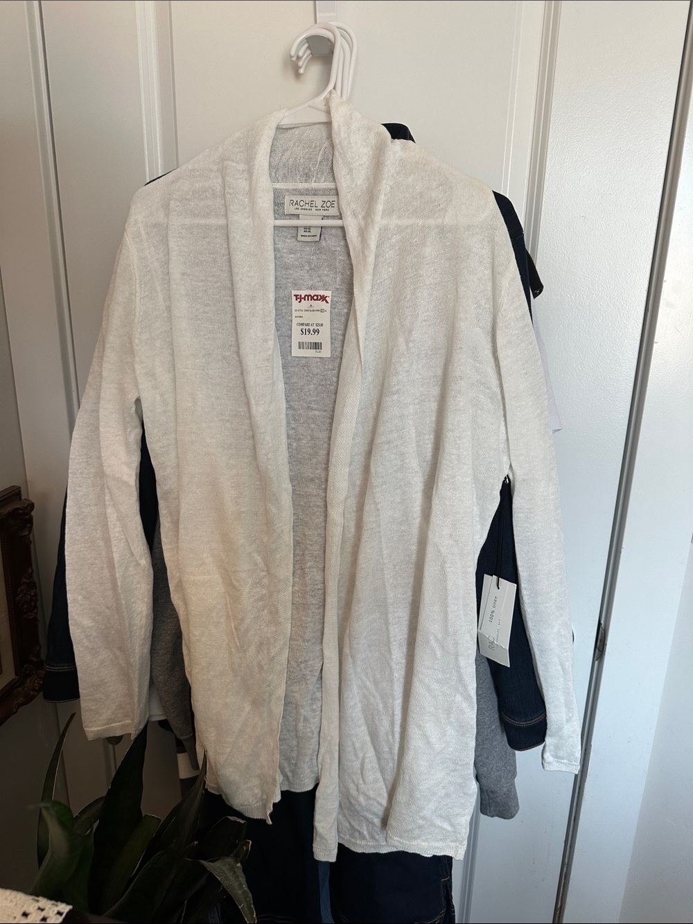Rachel Zoe Open-Front Shawl Collar White Cardigan